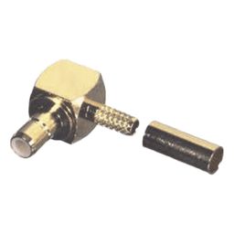 Conector SMB Hembra (Jack) en Ángulo Recto, (Pin Macho), Anillo Plegable para RG-174/U, Oro/ Oro/ Teflón.