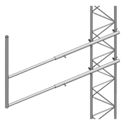 Brazo tipo "F", para tramos STZ-45, galvanizado  por electrólisis.