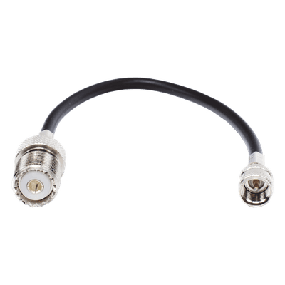 Jumper Adaptador RF / Mini UHF Macho a UHF Hembra (SO-239) / Cable RG-58/U 20 cm / Bronce Niquelado / Contacto Oro y Plata / Aislante Delrin