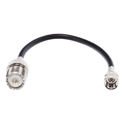 Jumper Adaptador RF / Mini UHF Macho a UHF Hembra (SO-239) / Cable RG-58/U 20 cm / Bronce Niquelado / Contacto Oro y Plata / Aislante Delrin