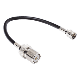 Jumper Adaptador RF / Mini UHF Macho a UHF Hembra (SO-239) / Cable RG-58/U 20 cm / Bronce Niquelado / Contacto Oro y Plata / Aislante Delrin