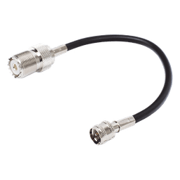 Jumper Adaptador RF / Mini UHF Macho a UHF Hembra (SO-239) / Cable RG-58/U 20 cm / Bronce Niquelado / Contacto Oro y Plata / Aislante Delrin