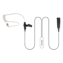 Micrófono Audífono de Solapa / 2 Cables / Tubo Acústico Transparente / PTT Integrado / Uso Rudo / Compatible Motorola y HYT