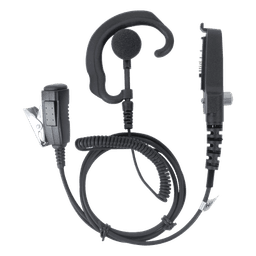 Micrófono de Solapa con Audífono / PTT Integrado / Auricular Tipo Gancho / Cable Enrollado de Poliuretano / Compatible con Radios KENWOOD Serie 80/90/140/180/NX200/NX410