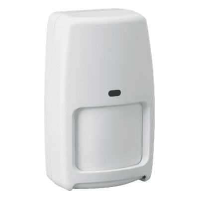Sensor de Movimiento Inalámbrico / Doble Tecnología PIR y Microondas / Cobertura 15 x 18 m (49.2 x 59.1 ft) / Inmunidad a Mascotas hasta 22.6 kg / Ángulo 90° / Batería 4 x AA