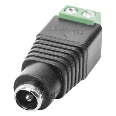 Adaptador Hembra Tipo Jack de 3.5 mm Polarizado de 12 Vcc / Terminales Tipo Tornillo / Polarizado (+/-) / Ideal para Cámaras de Video Vigilancia