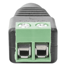 Adaptador Hembra Tipo Jack de 3.5 mm Polarizado de 12 Vcc / Terminales Tipo Tornillo / Polarizado (+/-) / Ideal para Cámaras de Video Vigilancia