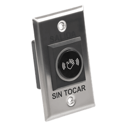 Botón de Salida sin Contacto / Sensor IR Ajustable 6 a 20 cm / LED Bicolor / Relé 0.5 a 30 s / 12-24 VCA/VCC / UL 294