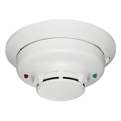 Detector fotoeléctrico de humo convencional de 2 hilos con LED bicolor y compensación automática de sensibilidad