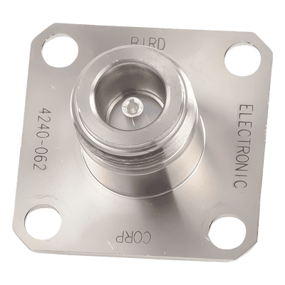 Conector N Hembra de Cambio Rápido / Wattmetro BIRD 43, 4304, 4 perforaciones a 18 mm, Níquel/ Plata/ Teflón.â€‹