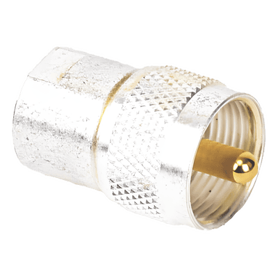 Adaptador UNIDAPT Hembra a UHF Macho (PL-259). Plata / Oro / Teflón.