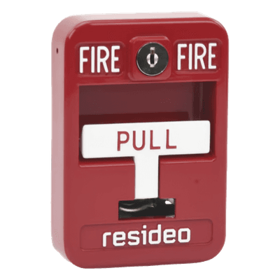 Estación manual de jalón contra incendio de acción simple, reset con llave, cumple ADA, carcasa de aluminio fundido