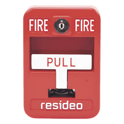 Estación manual de jalón contra incendio de acción simple, reset con llave, cumple ADA, carcasa de aluminio fundido