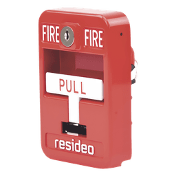 Estación manual de jalón contra incendio de acción simple, reset con llave, cumple ADA, carcasa de aluminio fundido