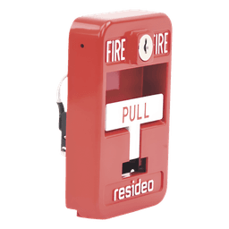 Estación manual de jalón contra incendio de acción simple, reset con llave, cumple ADA, carcasa de aluminio fundido