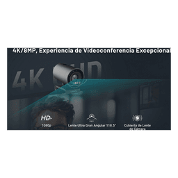 Sistema Videoconferencia 4K Todo en Uno / Cámara 8MP + Altavoz 3W / Micrófono 8 Filas / USB Type-C BYOD / Transmisión Inalámbrica 4K / Salas hasta 32 m² (344 ft²)