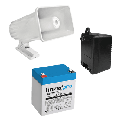 Kit de accesorios con Bateria 5.5 Ah, Transformador 16.5Vca  y sirena de 30 watts