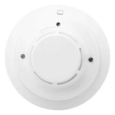 Detector direccionable de humo fotoeléctrico con sensor térmico de temperatura fija, protocolo de 2 hilos