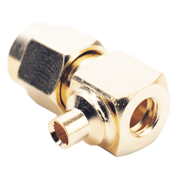 Conector SMA Macho en A/R para cable Semi-Rígido de 0.085" de Diámetro , Oro/ Oro/ Teflón..