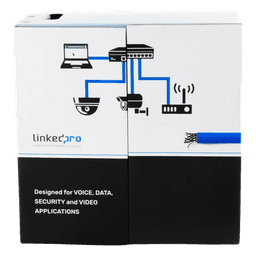 Bobina de Cable de 305 Metros (1000 Pies) Cat6+, CM, Calibre 23 Alto Rendimiento, ETL, UL, Color Azul, Super Flexible, para Aplicaciones de Video Vigilancia, Video HD, y Redes de Datos. Uso Interior.