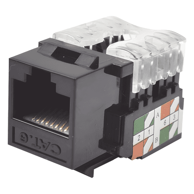 Módulo Jack Keystone / Cat6 / Terminación 110 Punchdown / RJ45 Sin Blindaje / T568A-B / Color Negro