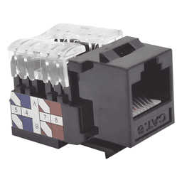 Módulo Jack Keystone / Cat6 / Terminación 110 Punchdown / RJ45 Sin Blindaje / T568A-B / Color Negro