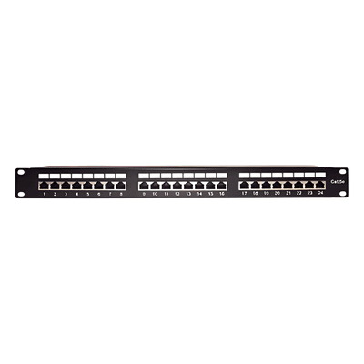 Panel de Parcheo de Impacto Blindado (STP) de 24 Puertos Cat5e, 19 Pulgadas