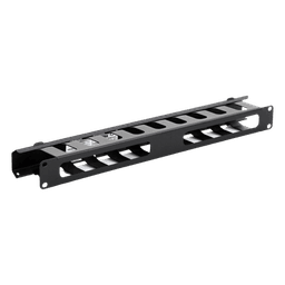 Organizador de Cables Horizontal / 1U para Rack 19" / Capacidad 60 Cables Cat5 o 50 Cat6 / Cubierta Metálica / Ventilación 50%