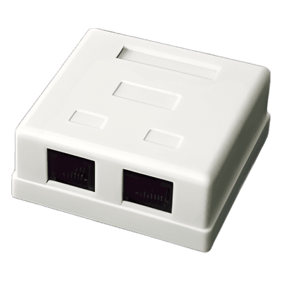 Caja de Pared con 2 Puertos, Incluye 2 Jacks UTP Cat5e Keystone