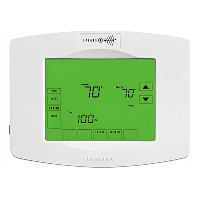 Termostato inteligente Z-Wave con programación de 7 días y hasta 4 periodos diarios, compatible con paneles Honeywell Vista y Lynx Touch vía Total Connect