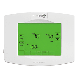 Termostato inteligente Z-Wave con programación de 7 días y hasta 4 periodos diarios, compatible con paneles Honeywell Vista y Lynx Touch vía Total Connect