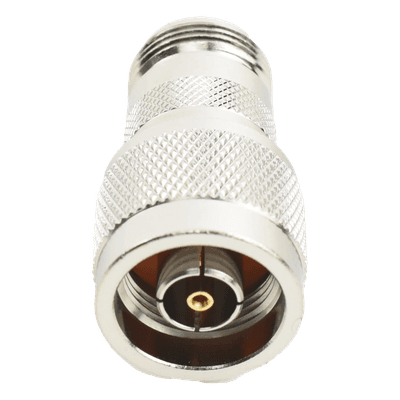 Adaptador en Línea, de Conector N Macho Inverso a N Hembra, Níquel/ Oro/ Teflón.