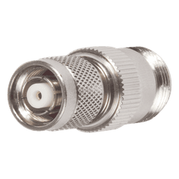 Adaptador en Línea, de Conector TNC Macho Inverso a N Hembra, Niquel/ Oro/ Teflón.