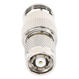 Adaptador en Línea, de Conector TNC Macho Inverso a N Hembra, Niquel/ Oro/ Teflón.
