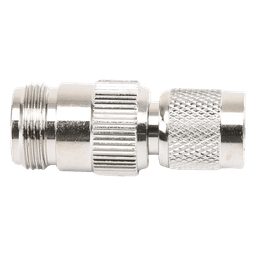 Adaptador en Línea, de Conector TNC Macho Inverso a N Hembra, Niquel/ Oro/ Teflón.
