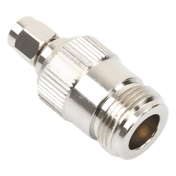 Adaptador en Línea, de Conector SMA Macho Inverso a N Hembra, Níquel/ Oro/ Teflón.