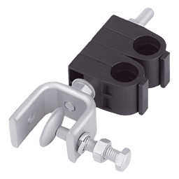 Sujetador de cables / 2x coaxial 1/2 pulgada / Montaje angular / Acero inoxidable 304 / -40°C a +85°C