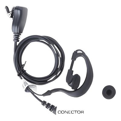 Micrófono-Audífono / Gancho Ajustable Tipo G / PTT de Solapa / Compatible Motorola, Abell, Hytera