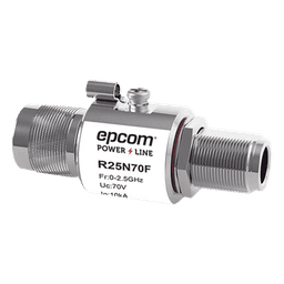 Protector de Línea Coaxial, tipo tubo de gas y paso de C.D., para 0-2.5 GHz, 750W y 0.2 dB de Perdida por Inserción