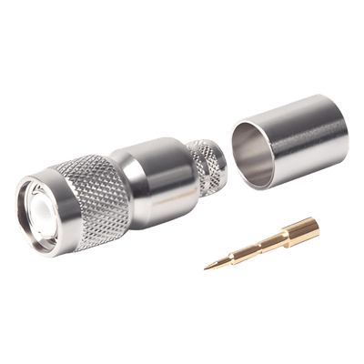 Conector RF TNC Macho / Anillo Plegable / LMR-400, CNT-400, RG8/U / Bronce Niquelado / Contacto Oro con Teflón