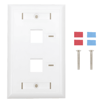 Placa de Pared de 2 Puertos, Keystone, con Espacio para Etiqueta, Color Blanco