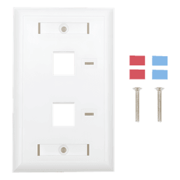 Placa de Pared de 2 Puertos, Keystone, con Espacio para Etiqueta, Color Blanco