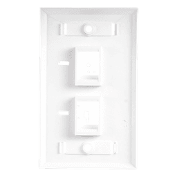 Placa de Pared de 2 Puertos, Keystone, con Espacio para Etiqueta, Color Blanco