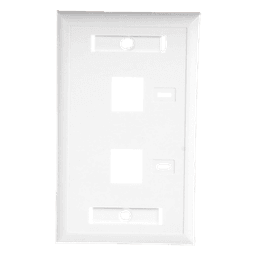 Placa de Pared de 2 Puertos, Keystone, con Espacio para Etiqueta, Color Blanco