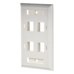 Placa de Pared de 4 Puertos, Keystone, con Espacio para Etiqueta, Color Blanco