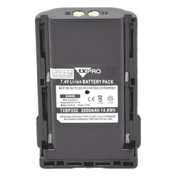 Batería Li-Ion para Radio Portátil / 7.4V / Capacidad 2000-2600 mAh / Protección Térmica y de Cortocircuito / Contactos con Revestimiento de Oro / Carcasa de Policarbonato + ABS Ignífugo