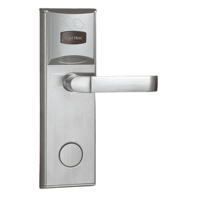 Cerradura para Hotel Derecha / MIFARE® 13.56 MHz / 5 Pestillos / Acero Inoxidable / 224 Eventos / Apertura de Emergencia
