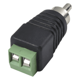 Adaptador RCA Macho Tipo Jack Polarizado / Terminales Tipo Tornillo / Polarizado (+/-) / Recomendado para Video y Audio en Sistemas de Video Vigilancia a 2 Hilos