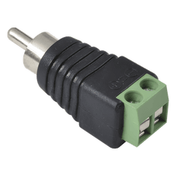 Adaptador RCA Macho Tipo Jack Polarizado / Terminales Tipo Tornillo / Polarizado (+/-) / Recomendado para Video y Audio en Sistemas de Video Vigilancia a 2 Hilos