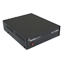 Fuente de poder 13.8V, 19A, conmutada con circuito cargador de baterías.